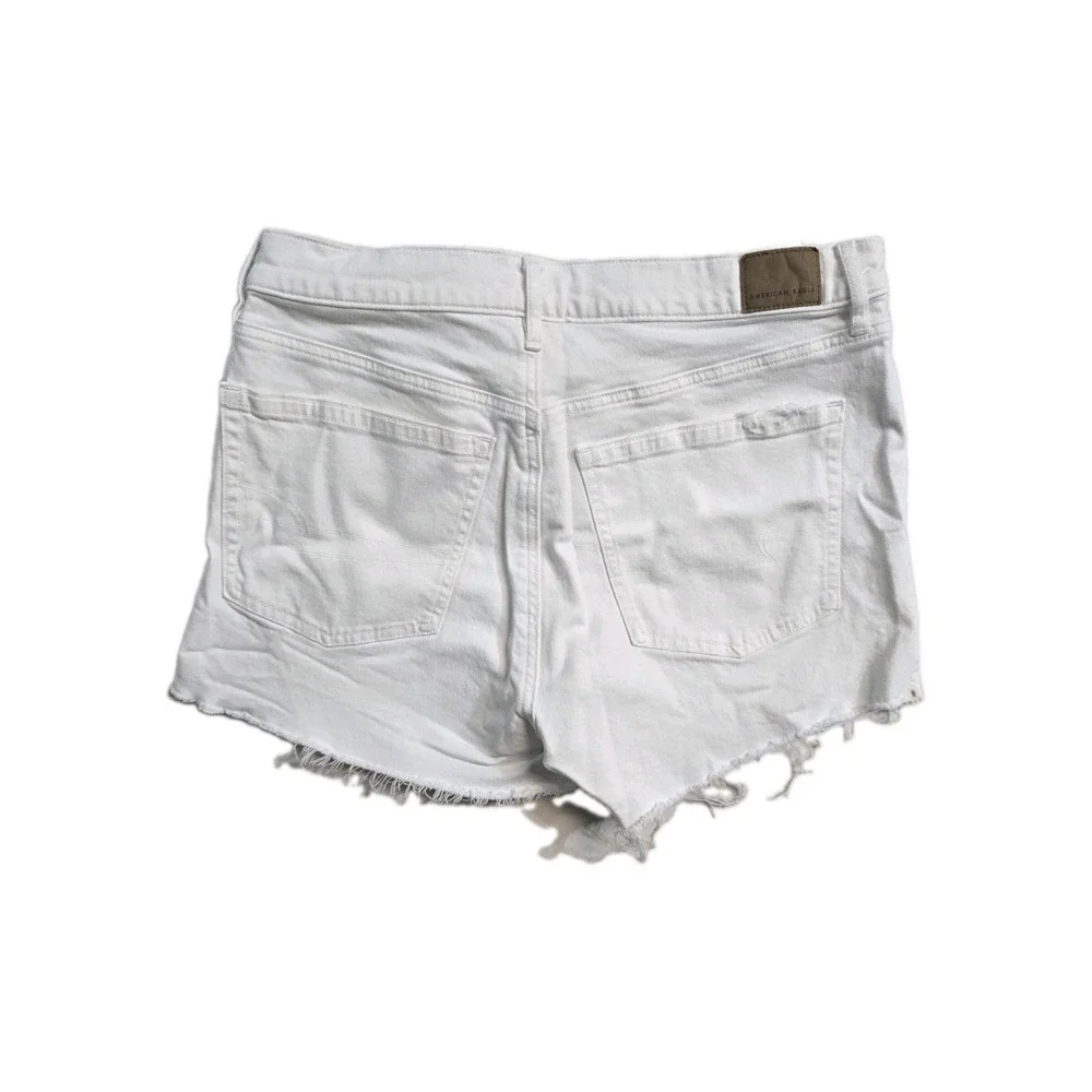American Eagle Women's White Denim Shorts 6 AE Ex Boyfriend  Short  Stretch Cut